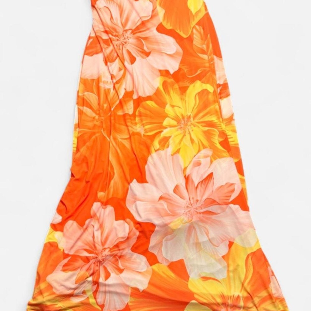 Boston Proper orange maxi dress with faux jewel detail - Picture 3 of 8